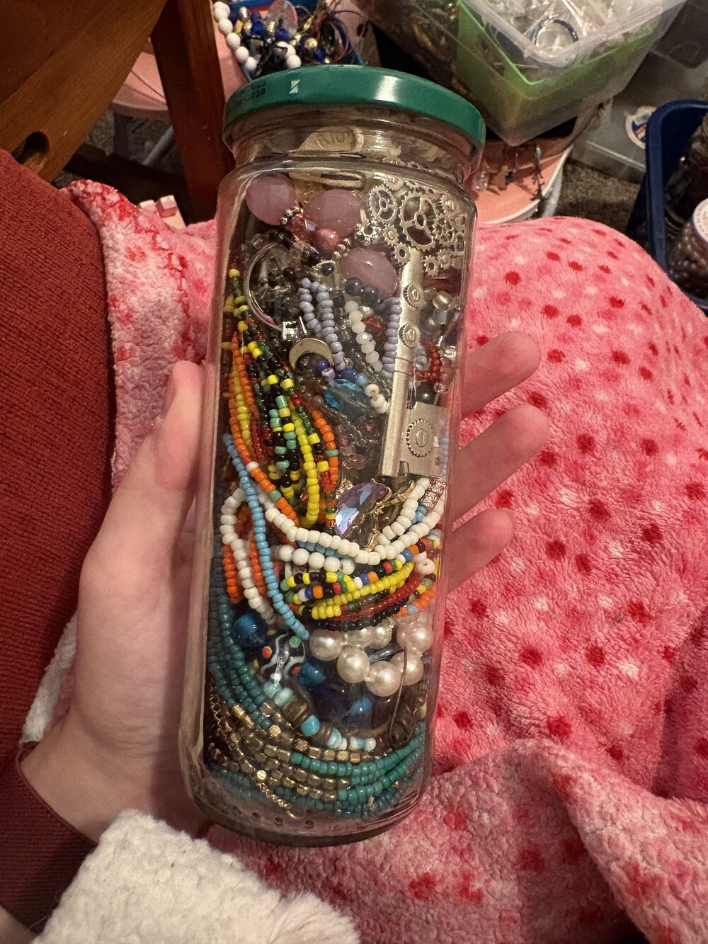 Premium Mystery Jewelry Jar with 50+ Mixed wearable whimsical and Boho Jewelry - Picture 3 of 6